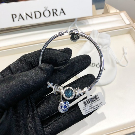 Pandora Sterling Silver Bangle Blue Silver 20082738