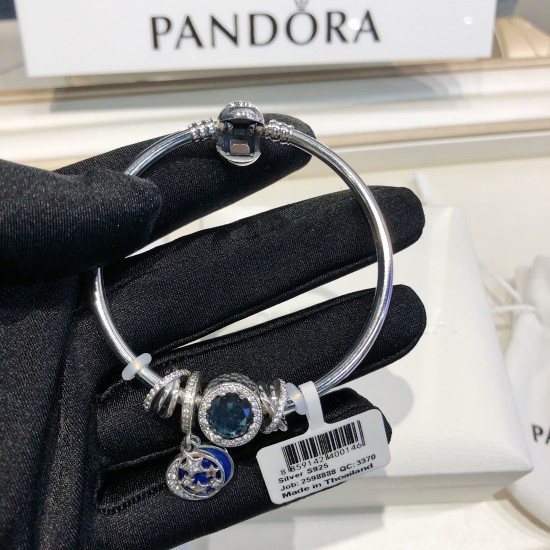 Pandora Sterling Silver Bangle Blue Silver 20082738