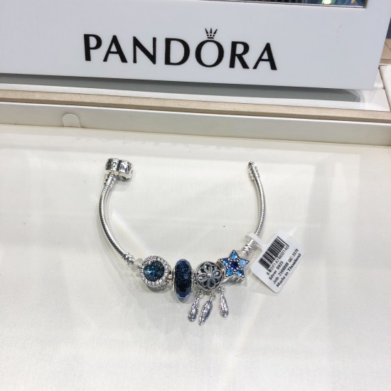 Pandora Sterling Silver Bangle Blue Silver 20082740