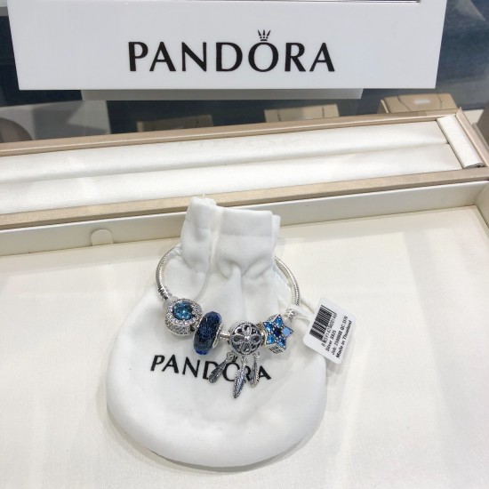 Pandora Sterling Silver Bangle Blue Silver 20082740