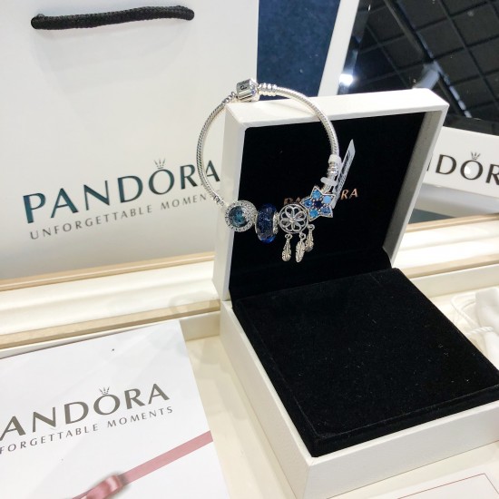 Pandora Sterling Silver Bangle Blue Silver 20082740