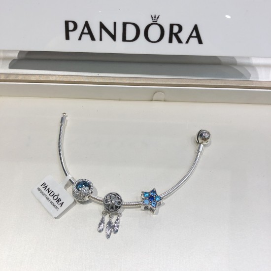 Pandora Sterling Silver Bangle Blue Silver 20082745