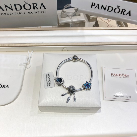 Pandora Sterling Silver Bangle Blue Silver 20082745