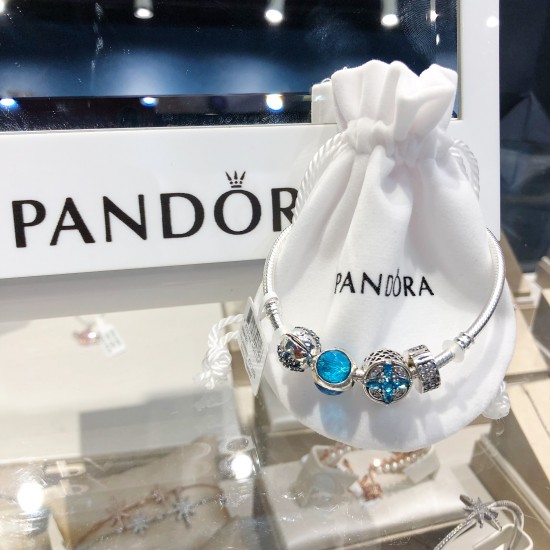 Pandora Sterling Silver Bangle Blue Silver 20082755