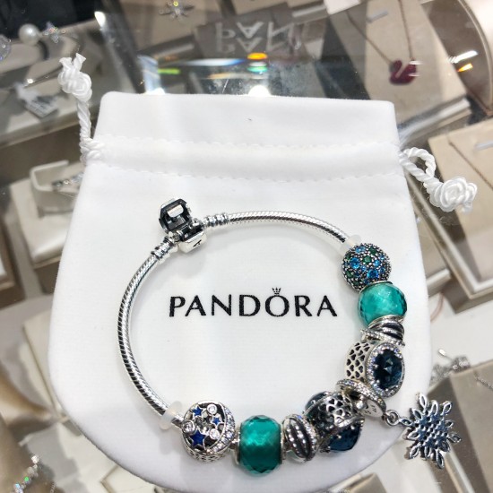 Pandora Sterling Silver Bangle Blue Silver 20082760