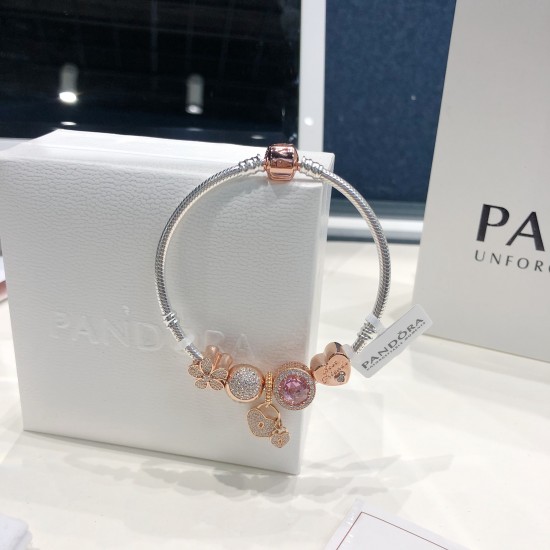 Pandora Sterling Silver Bangle Pink Gold 20082735