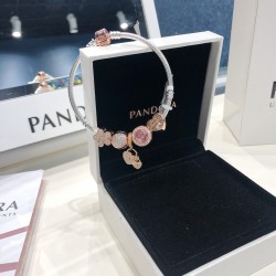 Pandora Sterling Silver Bangle Pink Gold 20082735