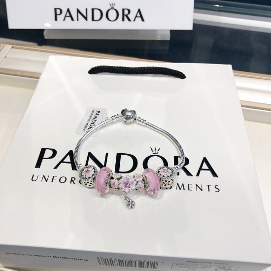 Pandora Sterling Silver Bangle Pink Silver 20082741