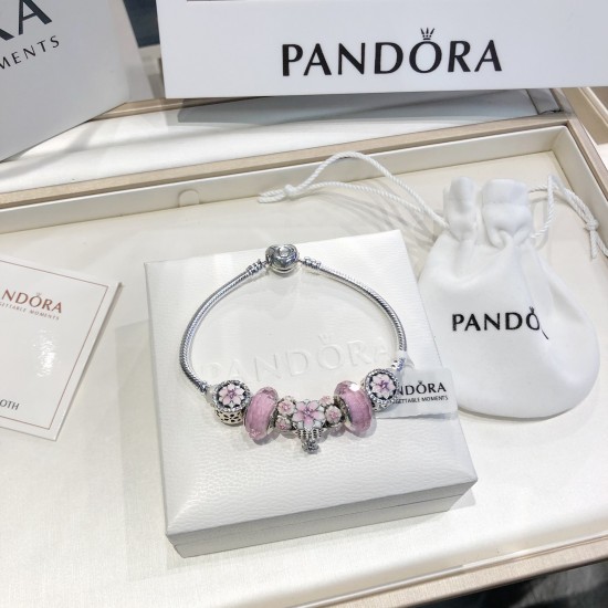 Pandora Sterling Silver Bangle Pink Silver 20082741