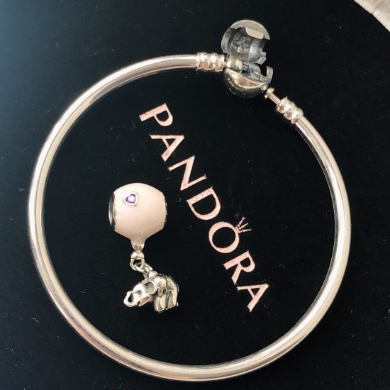 Pandora Sterling Silver Bangle Pink Silver 20082783