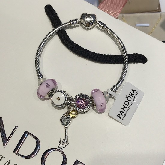 Pandora Sterling Silver Bangle Purple Silver 20082761