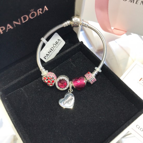 Pandora Sterling Silver Bangle Red Silver 20082763