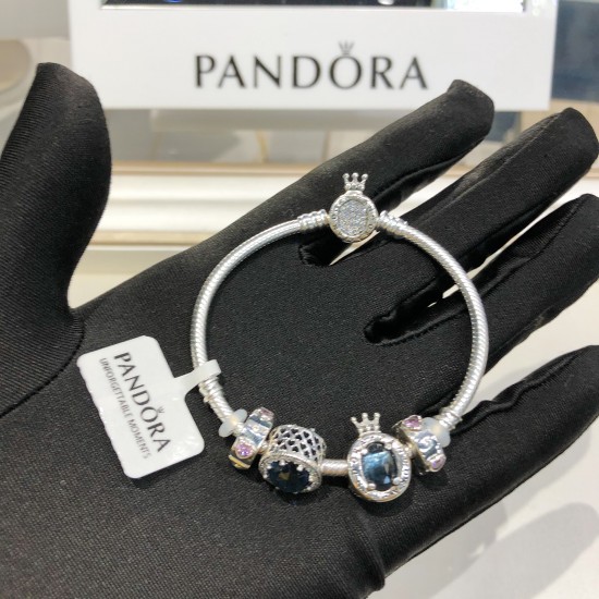 Pandora Sterling Silver Bangle Silver Blue 20082746