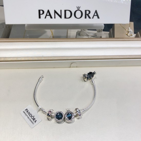 Pandora Sterling Silver Bangle Silver Blue 20082746