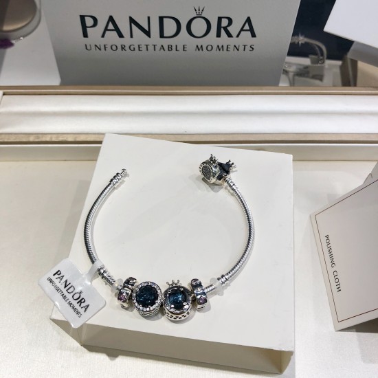 Pandora Sterling Silver Bangle Silver Blue 20082746