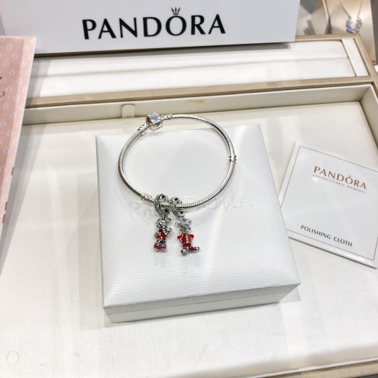 Pandora Sterling Silver Bangle Silver Red 20082751