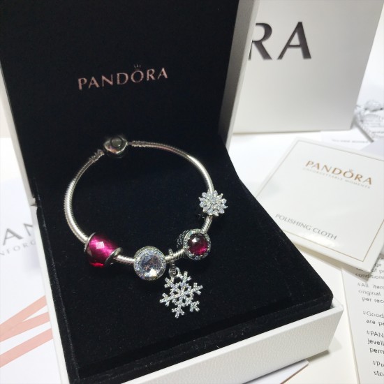 Pandora Fuchsia Fluorescent Shine Bangle Sterling Silver