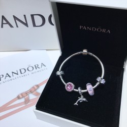 Pandora Pink Dolphin Bangle Sterling Silver