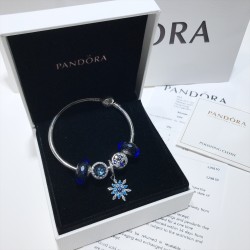 Pandora Snowflake Blue Dream Bangle Sterling Silver