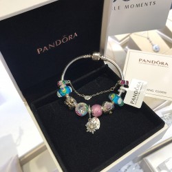 Pandora Sterling Silver Bangle Blue Pink Silver 20082764