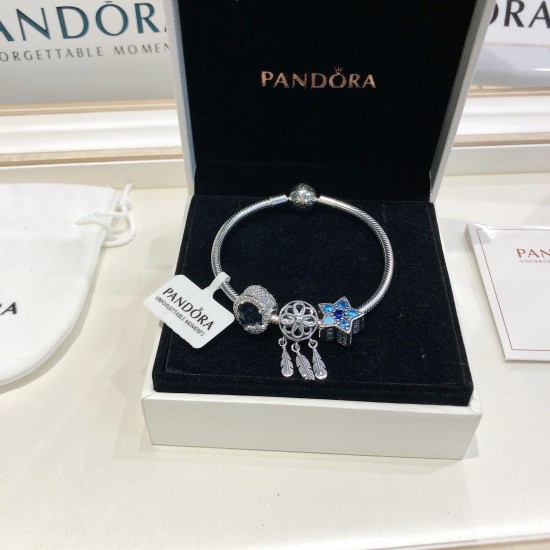 Pandora Sterling Silver Bangle Blue Silver 20082745