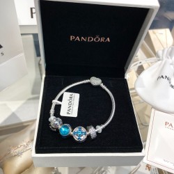 Pandora Sterling Silver Bangle Blue Silver 20082755