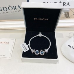 Pandora Sterling Silver Bangle Silver Blue 20082746