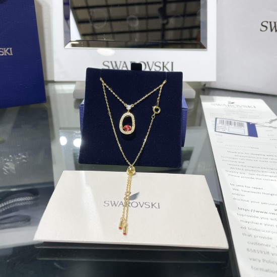 Swarovski Cariti Pendant 5634709 Red Gold Necklace L36cm