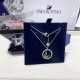 Swarovski Dellium Pendant 5645370 Round Shape Bamboo Green Silver Necklace