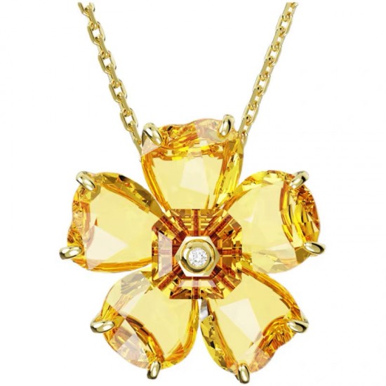 Swarovski Florere Pendant 5650570 Flower Yellow Gold Tone Plated Necklace