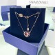 Swarovski Gema 520 Pendant 5653007 Heart Pink Rose Gold Plated Necklace