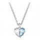 Swarovski Gema 520 Pendant 5653008 Heart Blue Rhodium Plated Necklace