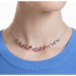 Swarovski Gema Pendant 5658398 Mixed Cuts Multicolored Rhodium Plated Necklace