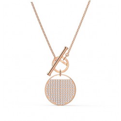 Swarovski Ginger T Bar Pendant 5567529 White Rose Gold Tone Plated Necklace