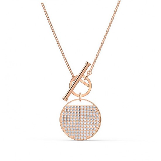 Swarovski Ginger T Bar Pendant 5567529 White Rose Gold Tone Plated Necklace