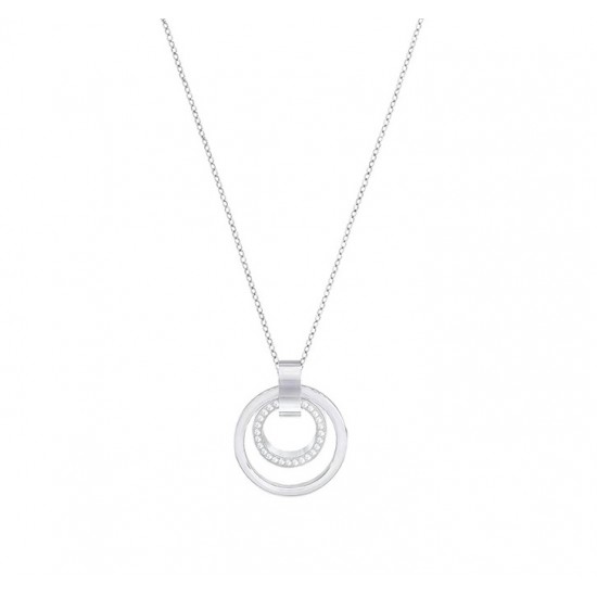 Swarovski Hollow Pendant 5349345 Round Shape Silver Necklace