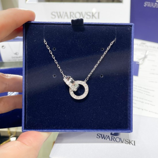 Swarovski Hollow Pendant Interlocking Loop 5636497 Silver Necklace L75cm