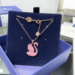 Swarovski Iconic Swan Pendant 5647552 Medium Pink Gold Necklace