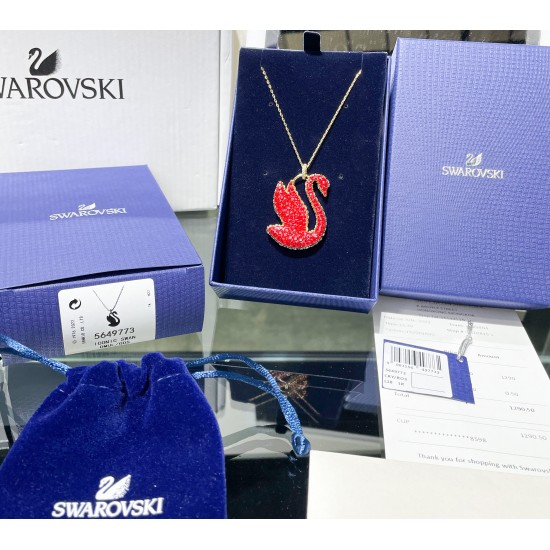 Swarovski Iconic Swan Pendant 5649773 Swan Large Red Gold Necklace