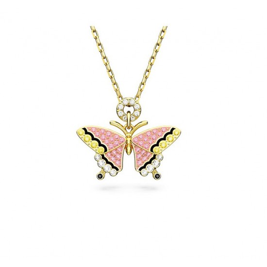 Swarovski Idyllia Pendant 5658857 Butterfly Multicolored Gold Tone Plated Necklace