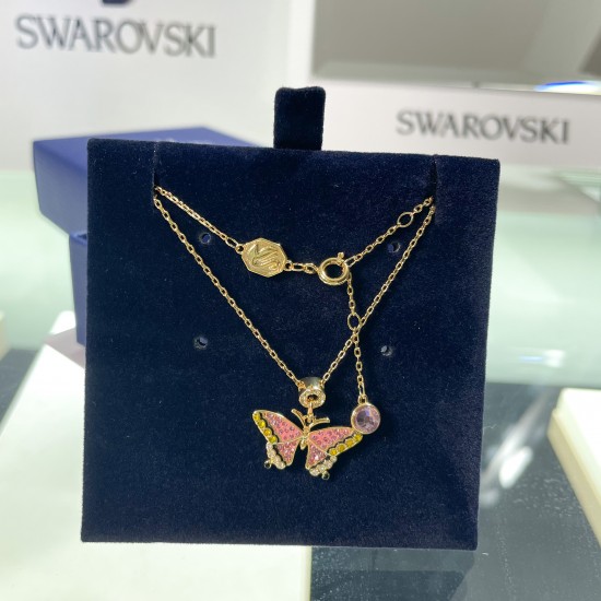 Swarovski Idyllia Pendant 5658857 Butterfly Multicolored Gold Tone Plated Necklace