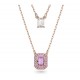 Swarovski Millenia Layered Pendant 5640558 Octagon Cut Purple Rose Gold Necklace