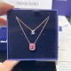 Swarovski Millenia Layered Pendant 5640558 Octagon Cut Purple Rose Gold Necklace