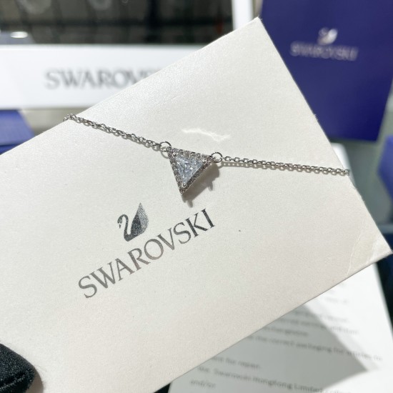 Swarovski Ortyx Pendant 5642983 Triangle Cut White Rhodium Plated Necklace