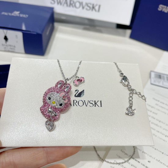 Swarovski Pointiage 5167916 Rose White Silver Necklace