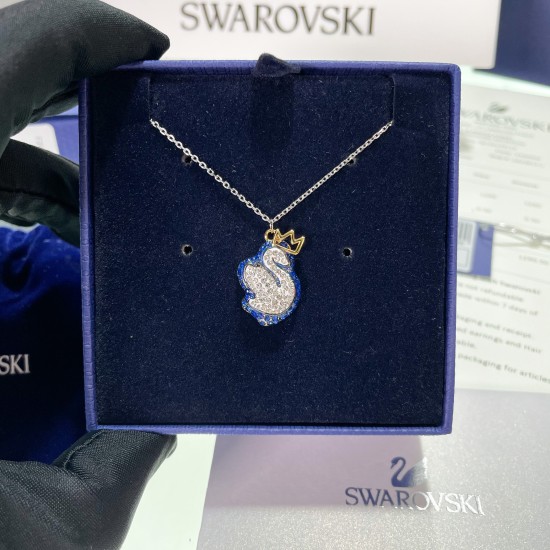 Swarovski Pop Swan Pendant 5649199 Swan Blue Gold Rhodium Plated Necklace