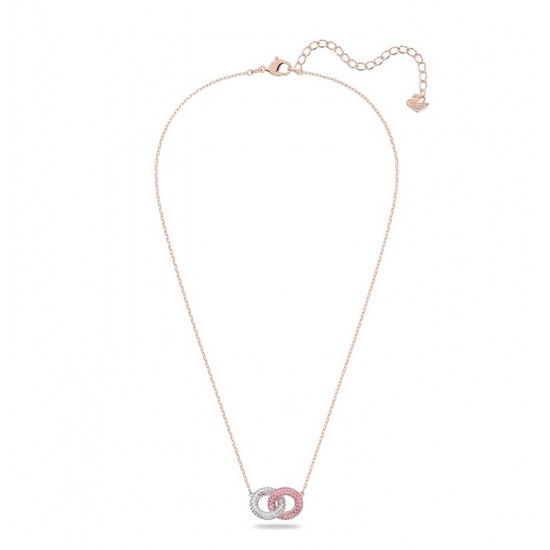 Swarovski Stone Pendant 5642884 Intertwined Circles Pink Rose Gold Necklace