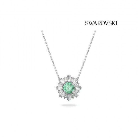 Swarovski Sunshine Pendant Mixed Cuts 5642963 Silver Green Necklace L35cm