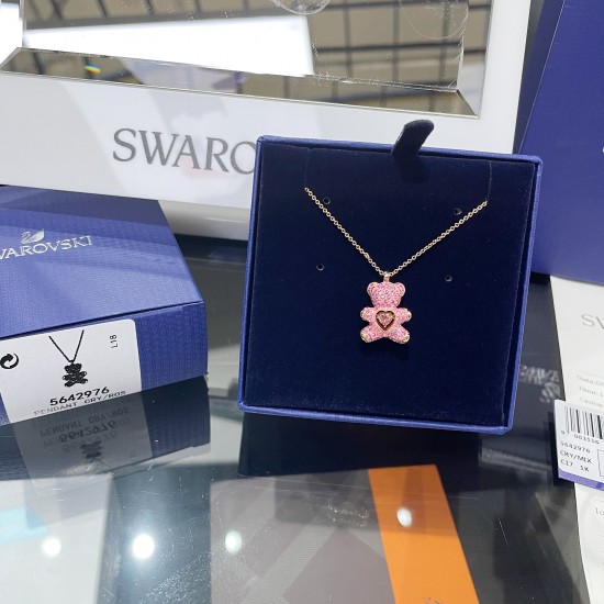 Swarovski Teddy Pendant 5642976 Rose Pink Gold Necklace