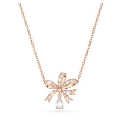 Swarovski Volta Pendant 5656741 Bow White Rose Gold Tone Plated Necklace